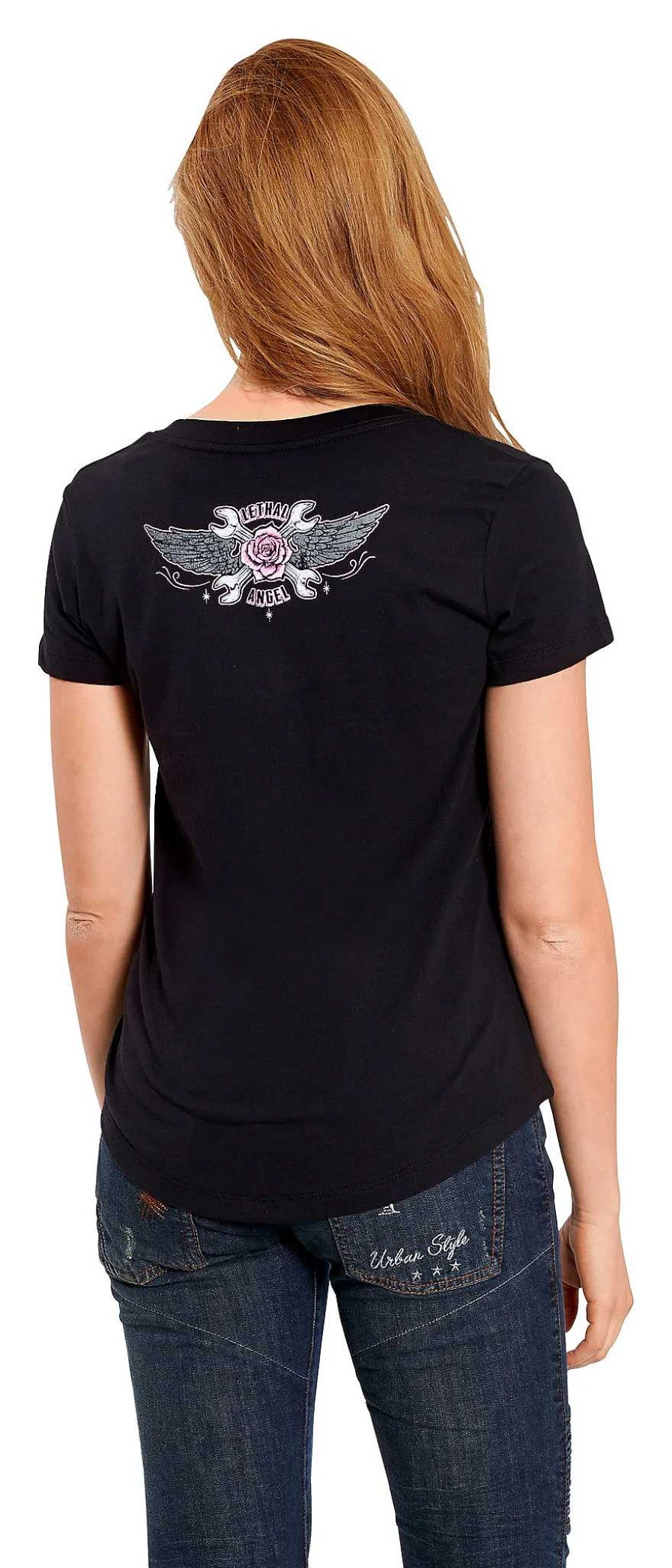 New T-Shirt Da Donna Lethal Angel Rattle N Roll T-Shirt E Polo